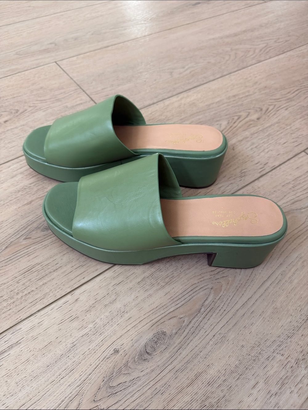 Seychelles Olive Green Platform Slide Mules